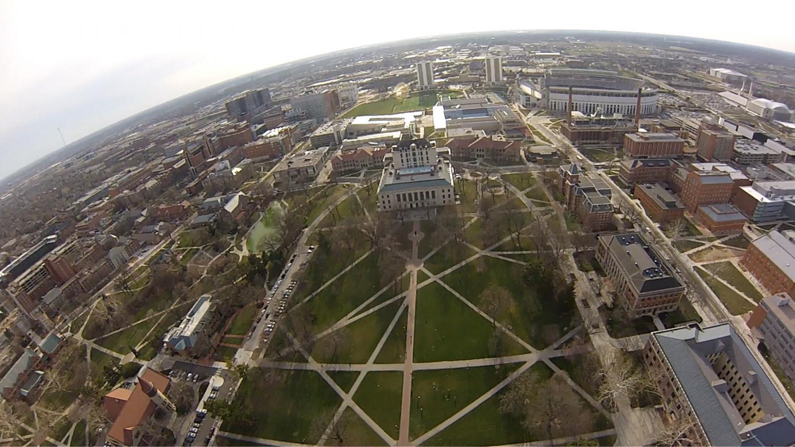 The Ohio State University Oval from above, with our Tethersonde.