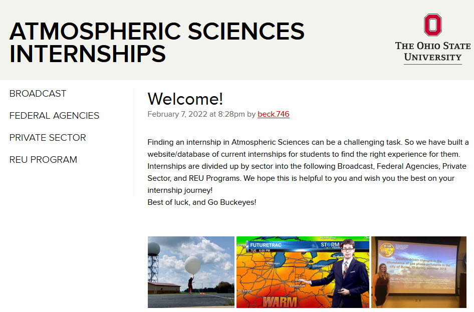 Atmospheric Sciences Internships Atmospheric Sciences Program