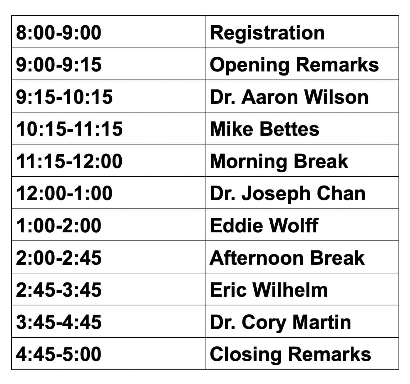 2025 Symposium Schedule