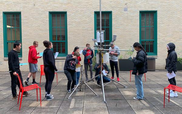 Students in GEOG 5922 - Microclimatological Measurements doing field work