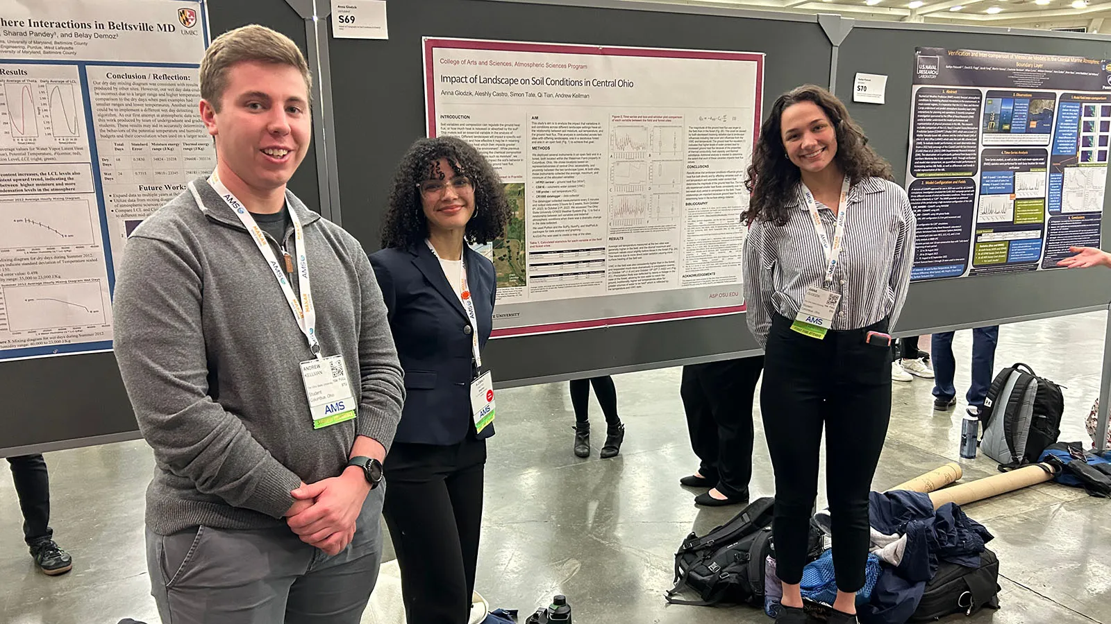 Students with poster at American Meteorological Society in Baltimore