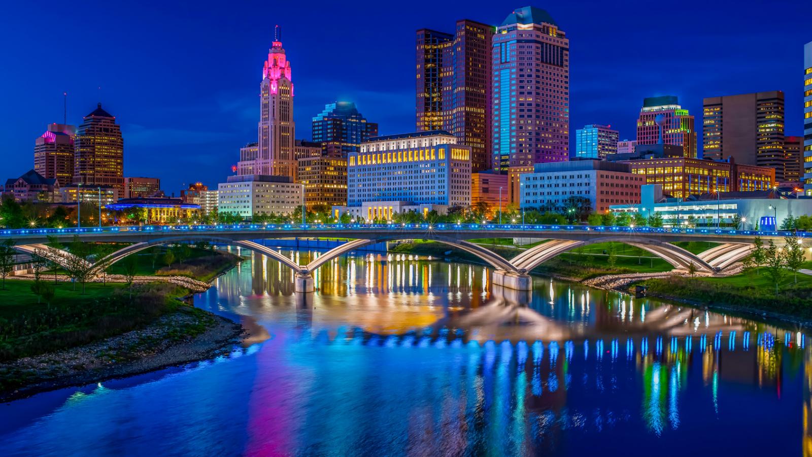 Downtown Columbus skyline at night